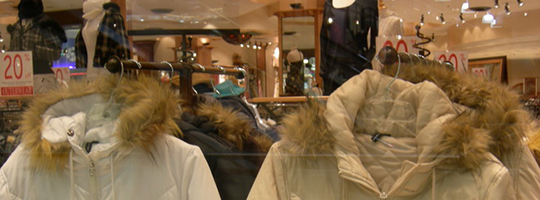 fur trim on coats in retail store